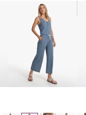 Vuori Falls Wide-Leg Jumpsuit in Light Azur heather blue size M.